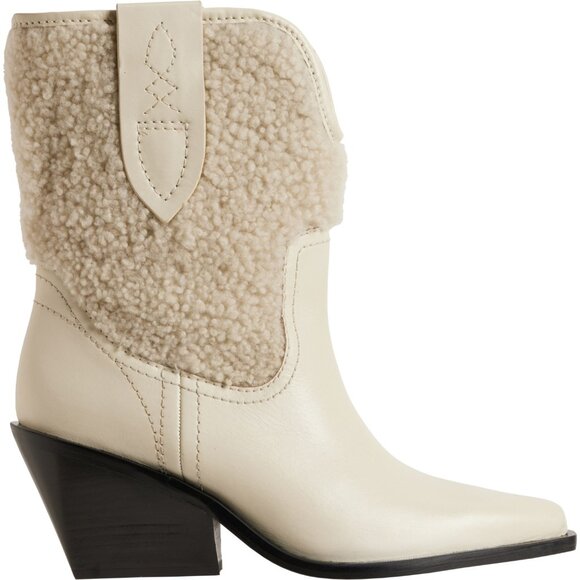 NEW FREE PEOPLE Leather Pitchfork Point Shearling Boots for woman 925 6s3 - Picture 4 of 9